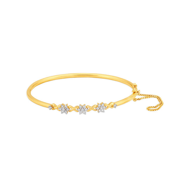 Floral Diamond Bangle With Coloured Stone,,hi-res 