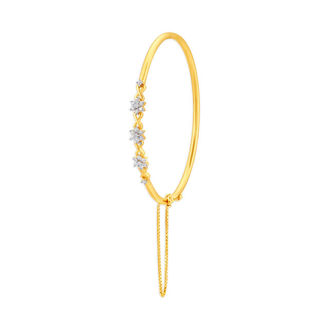 Floral Diamond Bangle With Coloured Stone,,hi-res 2