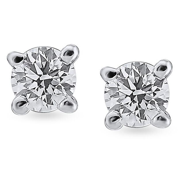 Contemporary Single Stone Diamond Stud Earrings 