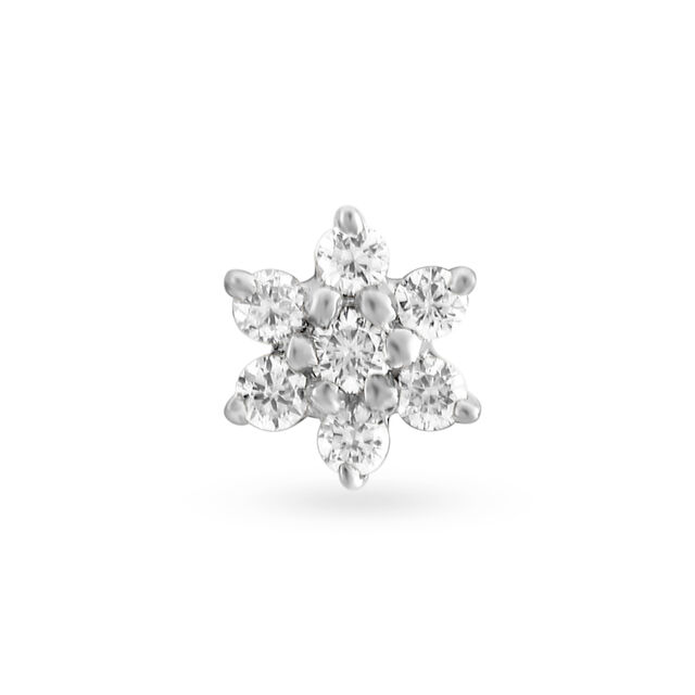 Serene Snowflake Gold and Diamond Nose Pin