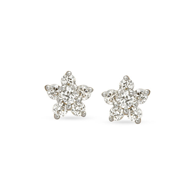 Floral Seven Stone Diamond Stud Earrings 