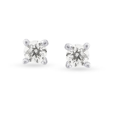 Traditional Diamond and White Gold Single Stone Stud Earrings