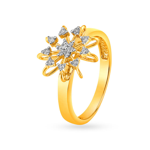 Radiant 18 Karat Yellow Gold Starburst Finger Ring 