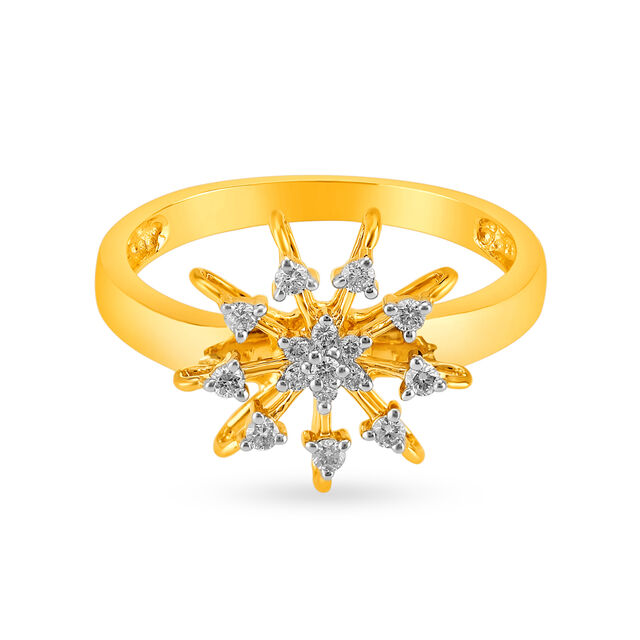Radiant 18 Karat Yellow Gold Starburst Finger Ring 2