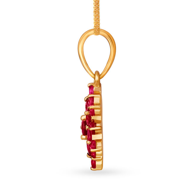 Dazzling 18 Karat Gold And Ruby Floral Pendant,,hi-res