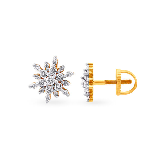 Radiant Snowflake Diamond Stud Earrings 2
