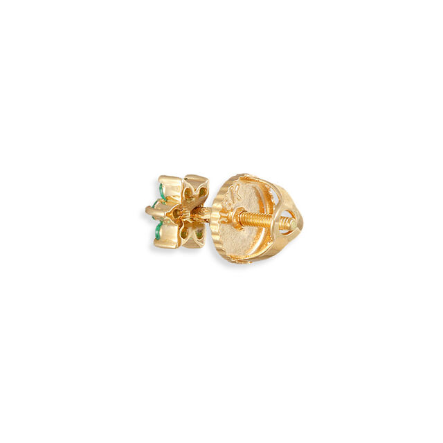 Scintillating 18 Karat Gold And Emerald Flower Stud Earrings