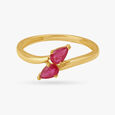 Divine 18 Karat Gold And Ruby Twin Bud Ring,,hi-res 2
