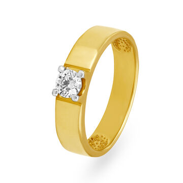 Polished Diamond and Gold Finger Ring