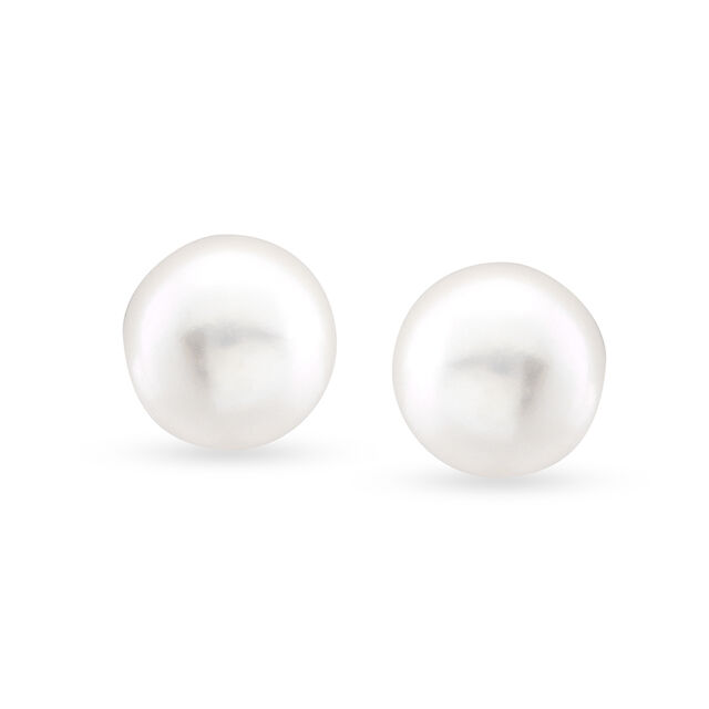 Beaming Button Pearl Stud Earrings,,hi-res 