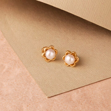 Pearl Centred Floral Stud Earrings