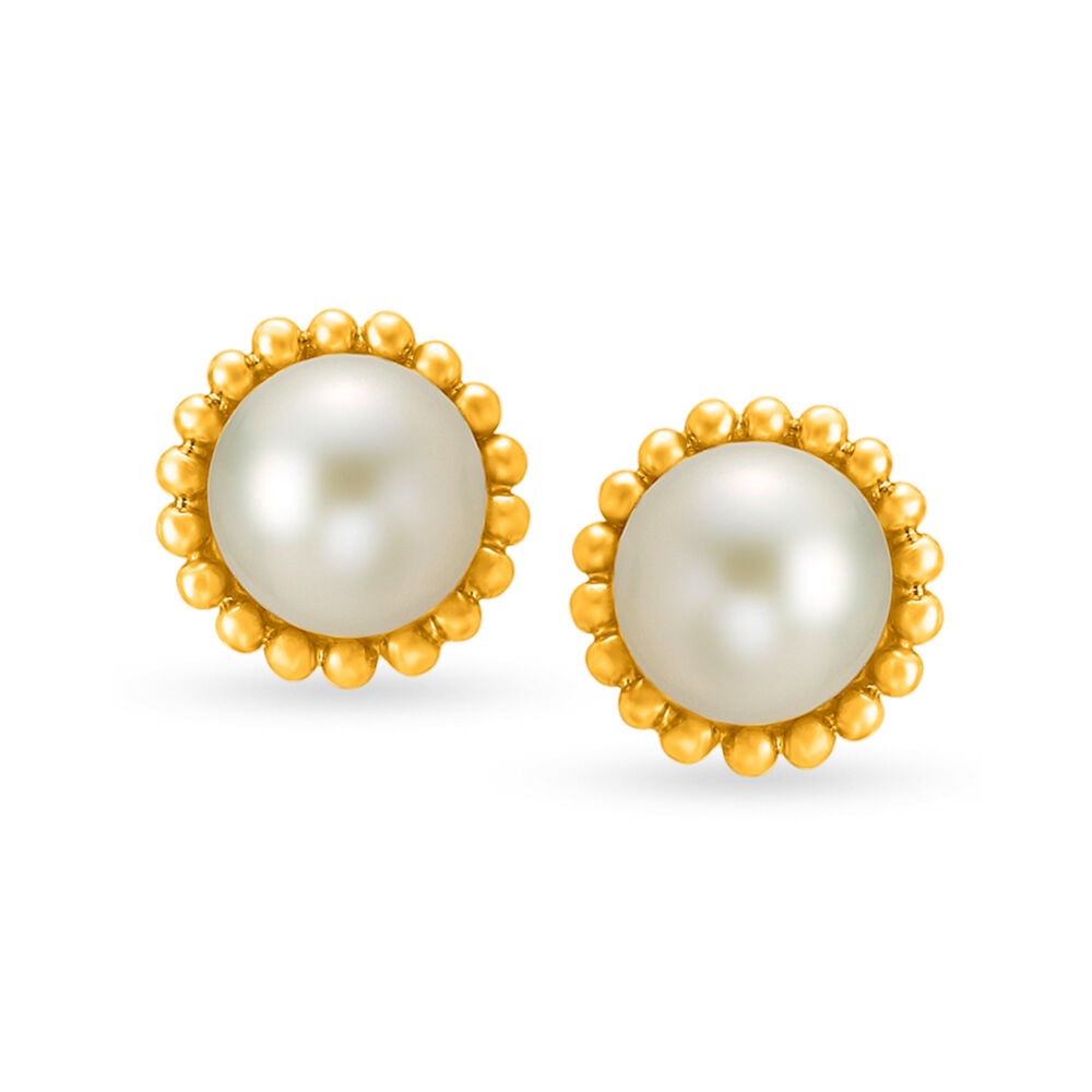 Buy Chic 18 Karat Gold And Pearl Stud Earrings at Best Price Tanishq US