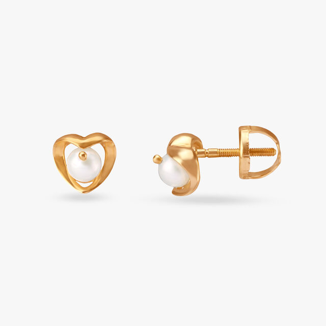Flowerbud Pearl Stud Earrings
