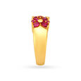 Dainty Floral Ruby Gold Finger Ring,,hi-res 3