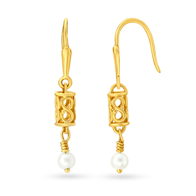 Aesthetic 18 Karat Yellow Gold And Pearl Cylindrical Drops,,hi-res 2
