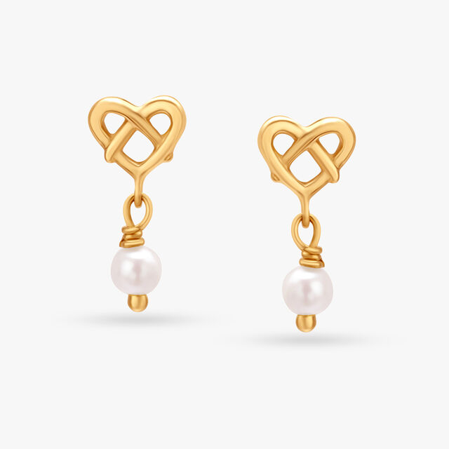 Pristine Heart Pearl Drop Earrings 