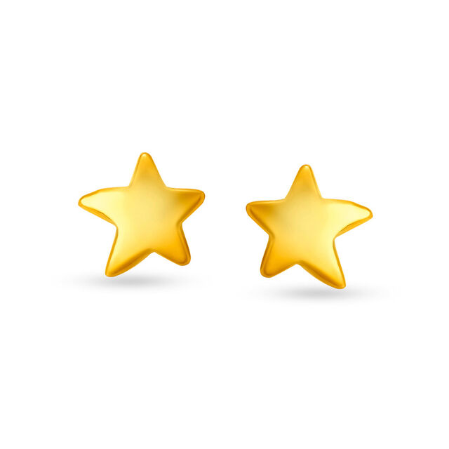 Endearing Yellow Gold Star Stud Earrings 