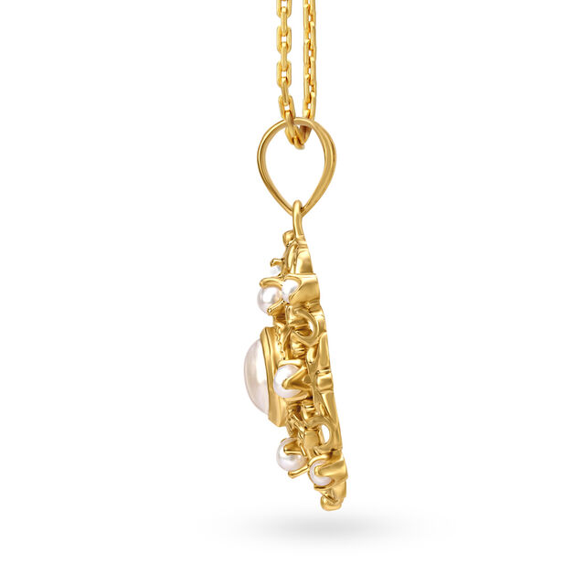 Regal 18 Karat Yellow Gold And Pearl Scrolled Pendant,,hi-res