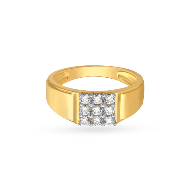 Simplistic 18 Karat Yellow Gold And Diamond Finger Ring 2