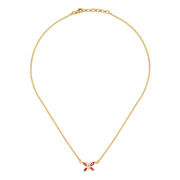 Beautiful Butterfly Gold and Ruby Necklace for Kids