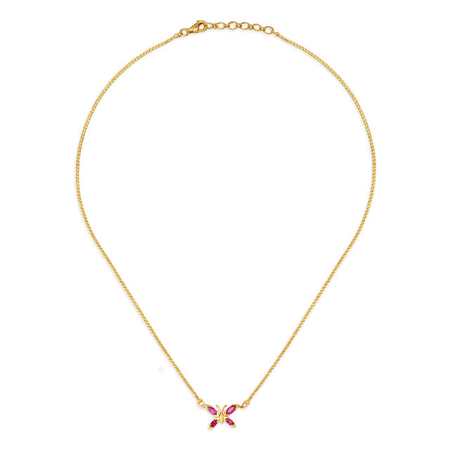 Beautiful Butterfly Gold and Ruby Necklace for Kids 