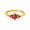 Alluring 18 Karat Gold And Marquise Ruby Finger Ring 2