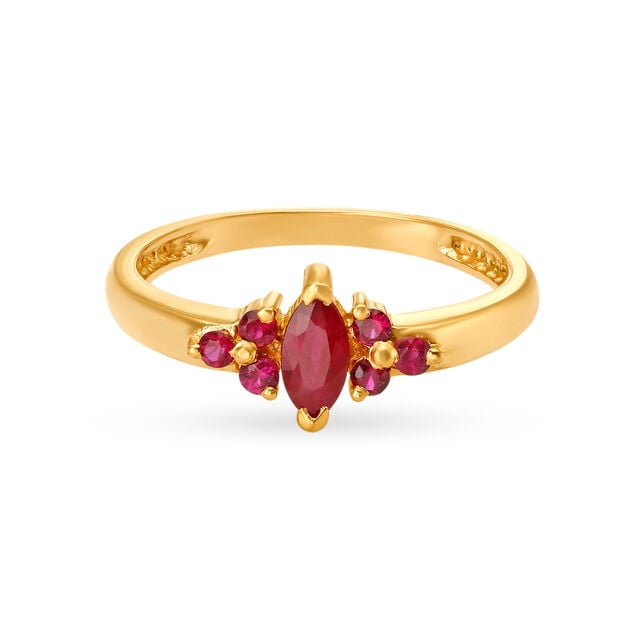 Alluring 18 Karat Gold And Marquise Ruby Finger Ring 2
