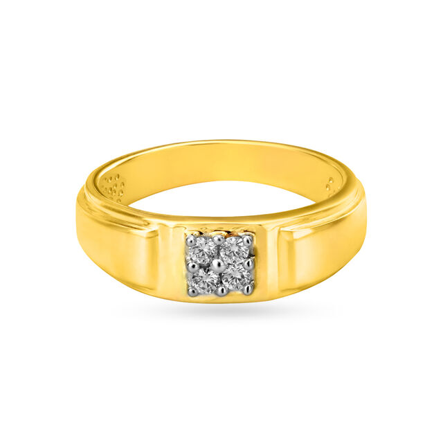 Geometric 18 Karat Yellow Gold And Diamond Finger Ring,,hi-res 2