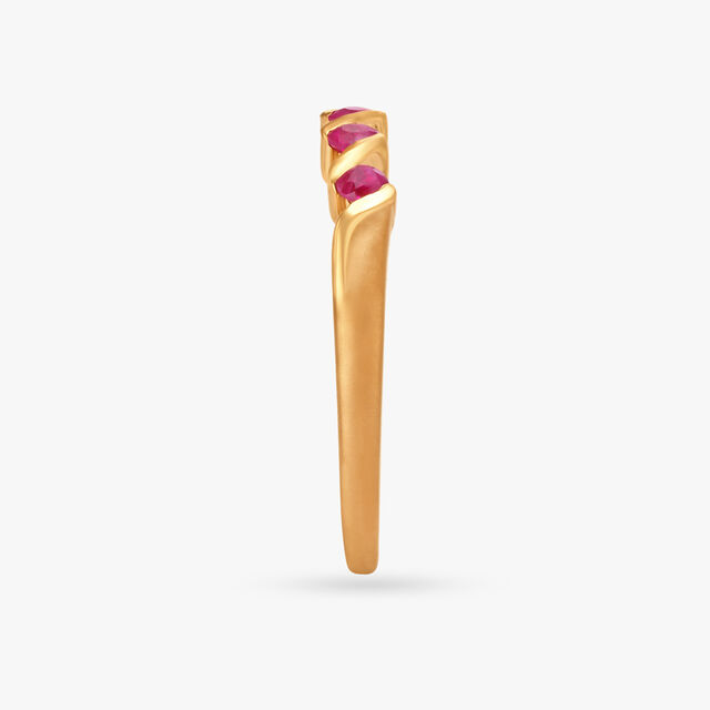 Sleek Gold Finger Ring with Ruby,,hi-res 3
