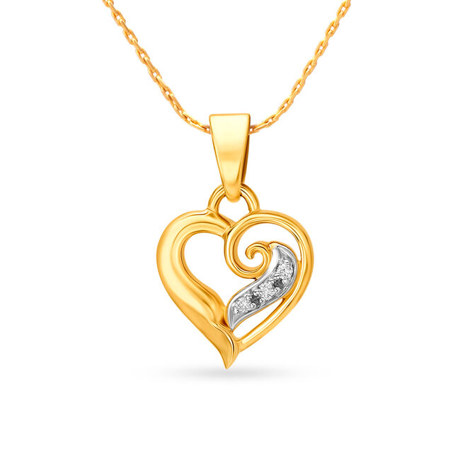 Fancy Heart Gold and Diamond Pendant 