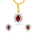 Zohra Diamond and Garnet Pendant Earrings Set,,hi-res 