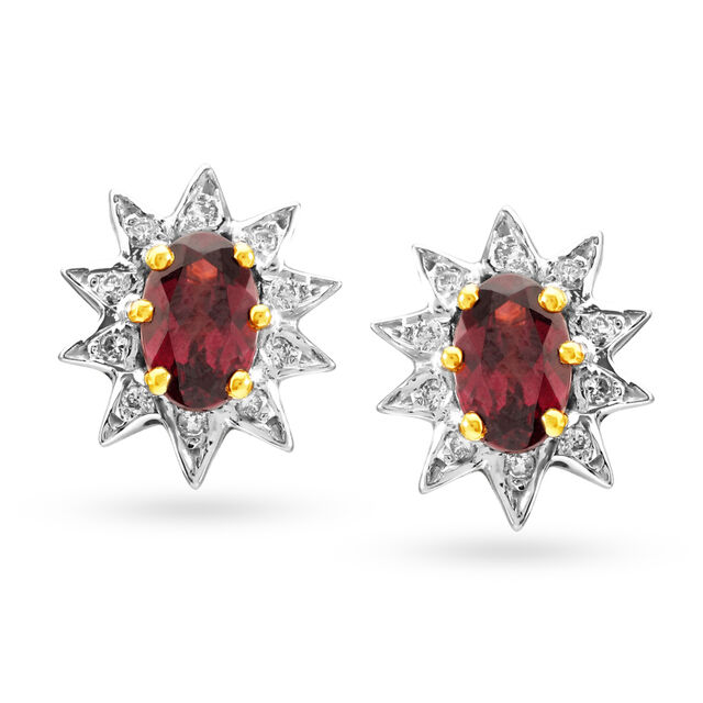 Zohra Diamond and Garnet Pendant Earrings Set,,hi-res 2
