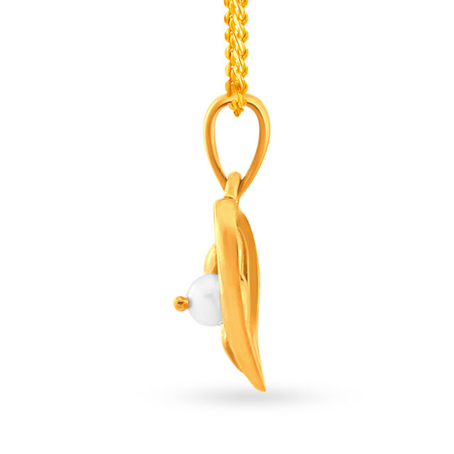 Romantic 18 Karat Gold Pearl Dolphin And Heart Pendant 2