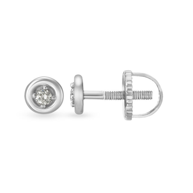 Simplistic 18 Karat White Gold And Diamond Circular Studs