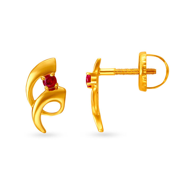 Regal Ruby Swirl Stud Earrings