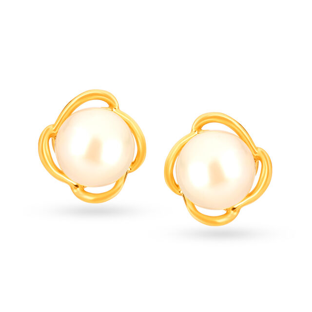 Stunning 18 Karat Gold And Pearl Earrings,,hi-res