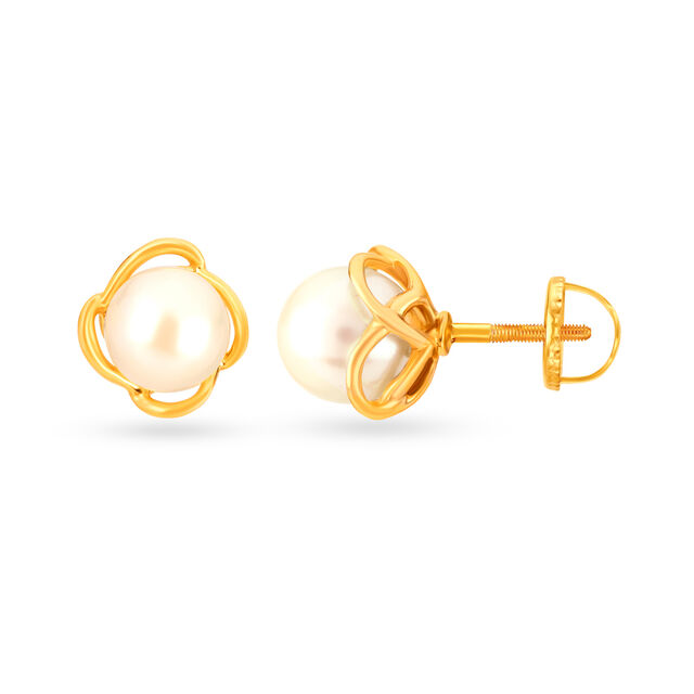 Stunning 18 Karat Gold And Pearl Earrings,,hi-res