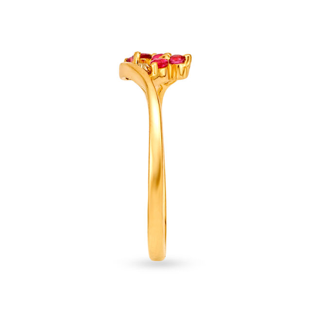 Mesmerising 18 Karat Gold And Ruby Double Floral Ring,,hi-res 3