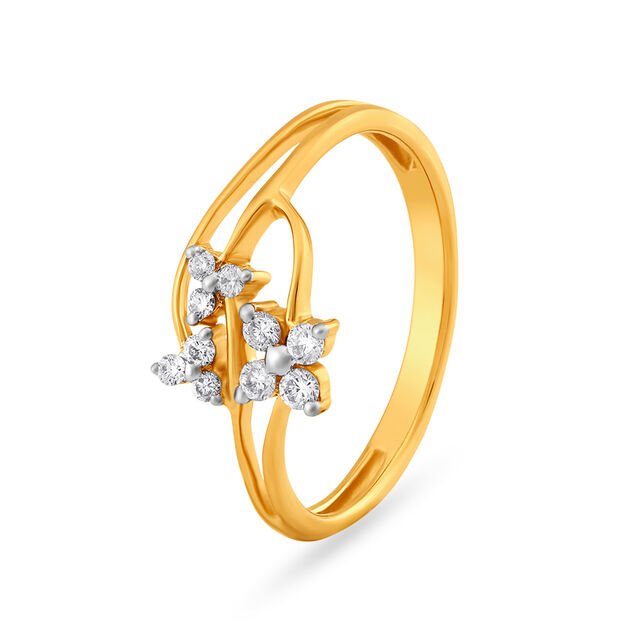 Delightful 18 Karat Gold And Diamond Floral Ring 