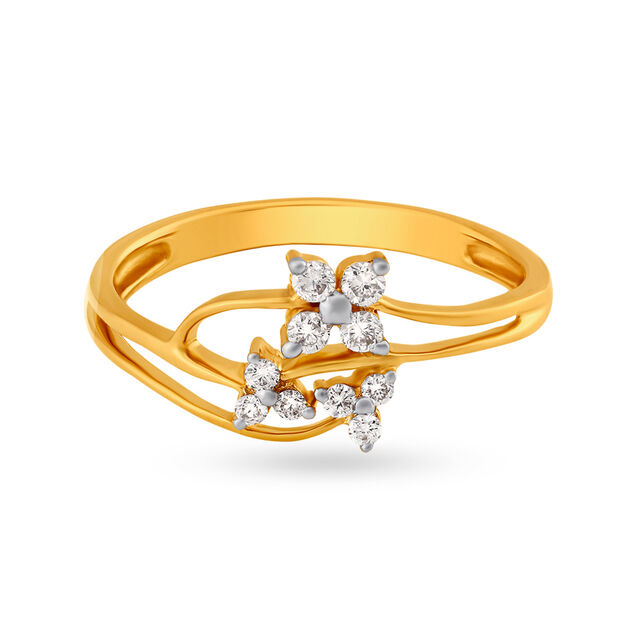 Delightful 18 Karat Gold And Diamond Floral Ring 2