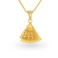 Cosmopolitan Yellow Gold Triangular Pendant and Earrings Set 2