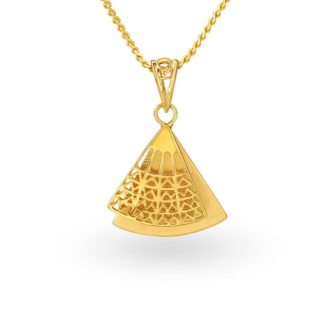 Cosmopolitan Yellow Gold Triangular Pendant and Earrings Set 2
