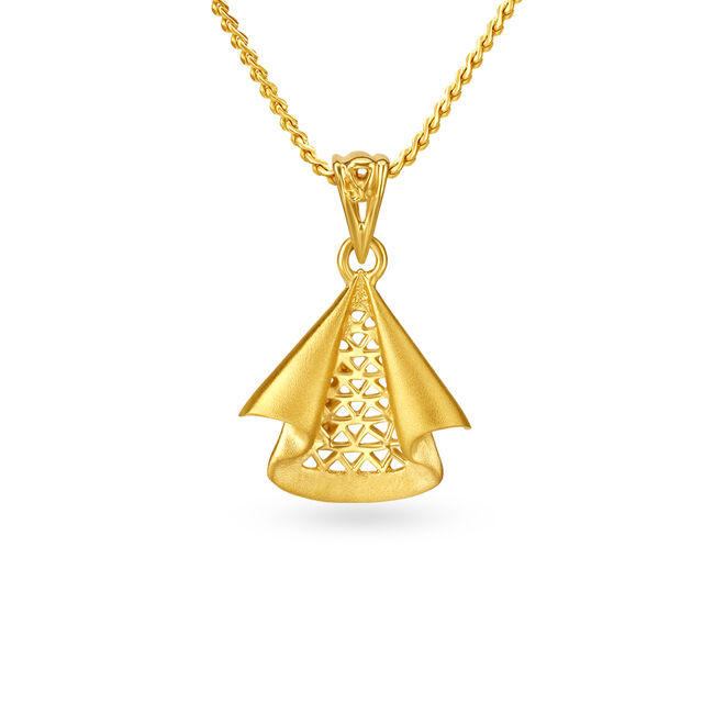 Urbane Yellow Gold Triangular Pendant and Earrings Set,,hi-res 2