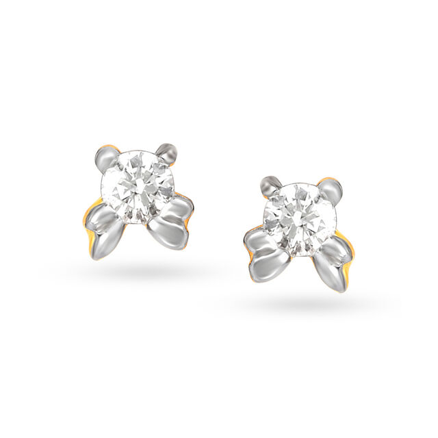 Floral Single Stone Diamond Stud Earrings 2