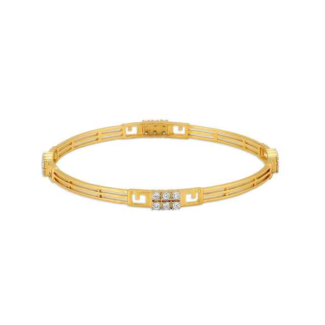 Geometric Gold Bangle With Fine-Cut Diamonds,,hi-res 