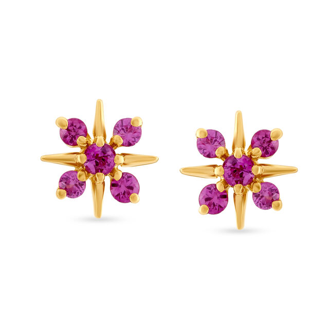 Sparkling Ruby Stud Earrings for Kids 