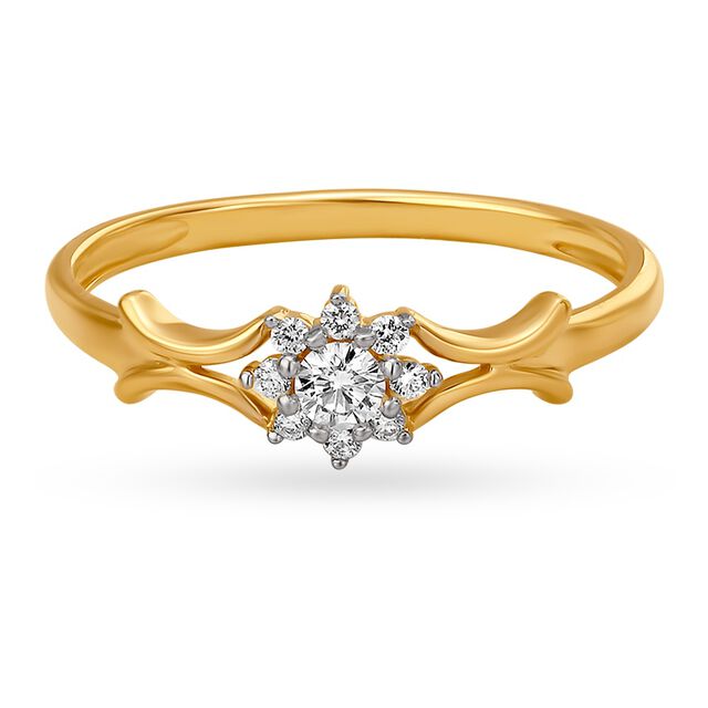 Artistic 18 Karat Yellow Gold And Diamond Finger Ring