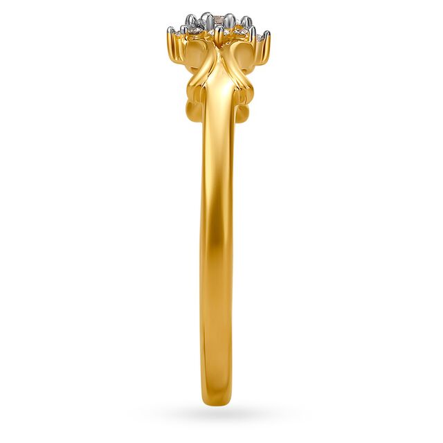 Artistic 18 Karat Yellow Gold And Diamond Finger Ring