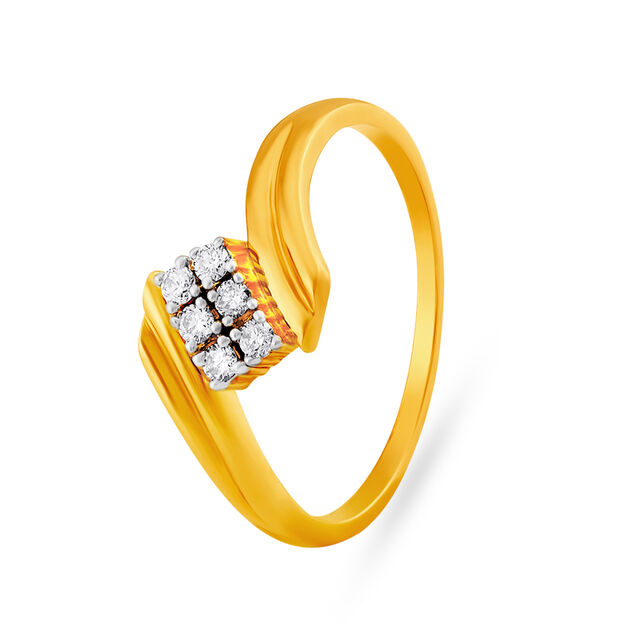 Fancy Glossy Gold and Diamond Finger Ring,,hi-res 3