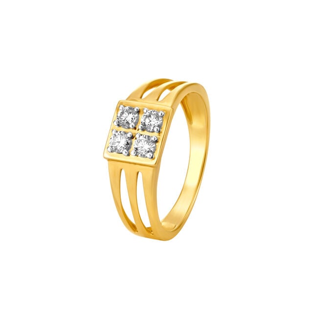 Dashing 18 Karat Yellow Gold And Diamond Finger Ring 